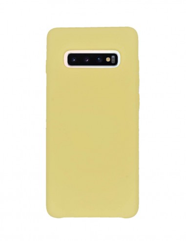 Funda Silicona Suave tipo Apple Amarillo para Samsung Galaxy S10 Plus