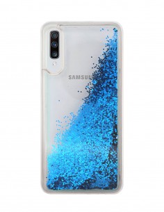 Funda Purpurina Liquida Lisa Azul para Samsung Galaxy A70
