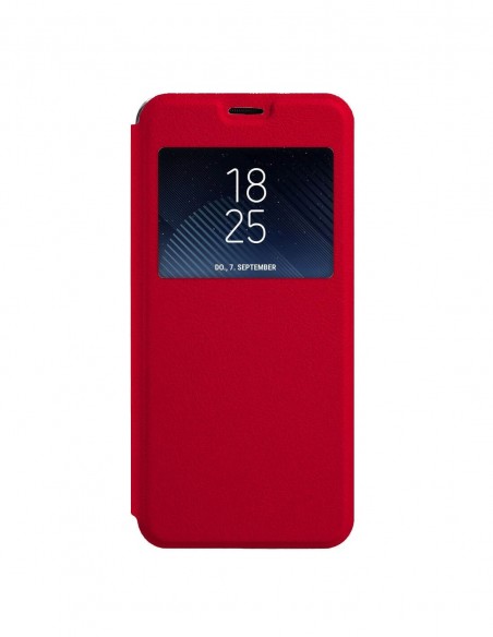 Funda tipo Libro Roja con Ventana para Huawei Enjoy 7S
