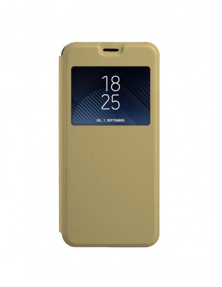 Funda tipo Libro Dorada con Ventana para Huawei P Smart Plus (2019)