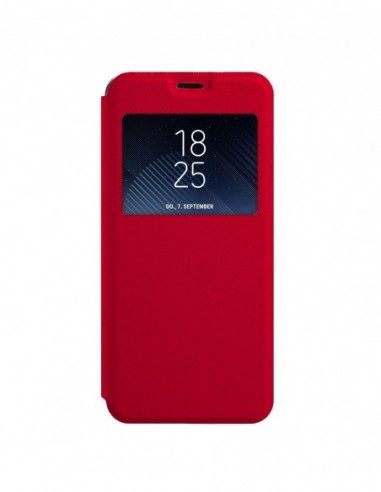 Funda tipo Libro Roja con Ventana para Huawei Y6-2 Compact