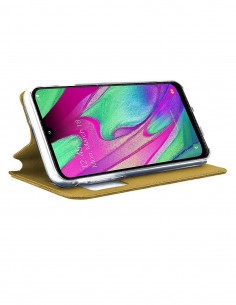 Funda tipo Libro Dorada con Ventana para Huawei Y7 Prime (2019) 2