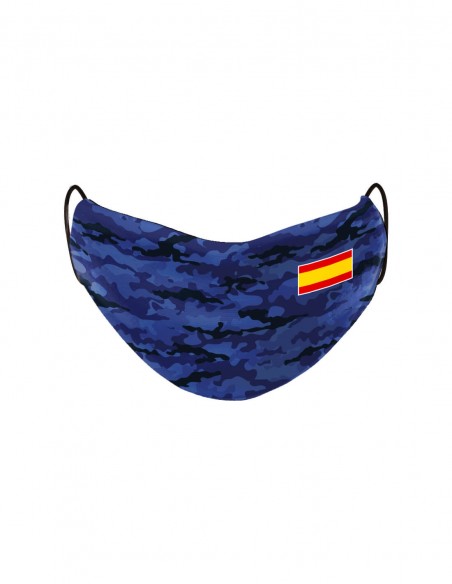 Mascarilla Camuflaje con Bandera de España Azul para Adultos