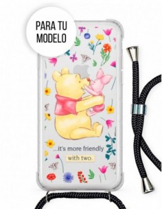 Funda Disney Winnie y amigos fondo transparente con cuerda para Apple iPhone 11