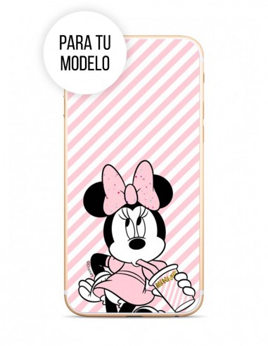 Funda Disney Minnie Silicona fondo rayas rosas para Apple iPhone 11 Pro