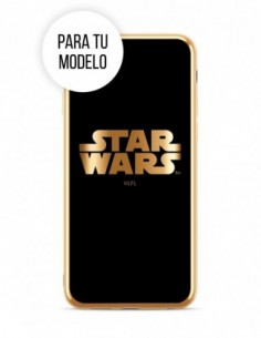 Funda Star Wars Logo Silicona Luxury fondo negro y borde dorado para Apple iPhone 8