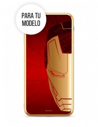 Funda Marvel Ironman Silicona Luxury cabeza dorada fondo rojo para Apple iPhone SE