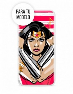 Funda DC Comics Wonderwoman Silicona fondo rosa y blanco para Apple iPhone XS Max