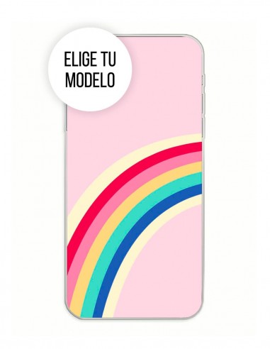 Funda Gel Silicona Patrones y Fondos - Arcoiris fondo Rosa