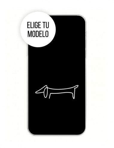 Funda Gel Silicona Animales - Silueta Perro Fondo Negro