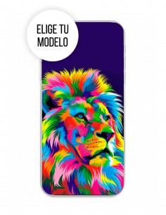 Funda Gel Silicona Animales - Rostro de León en colores