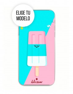 Funda Gel Silicona Dulcissimo - Helado fondo Rosa y Azul