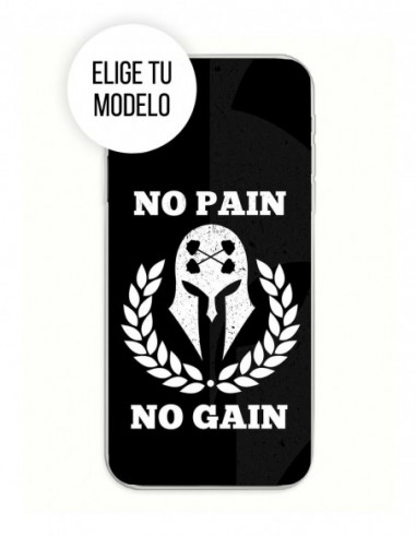 Funda Gel Silicona Frases - No Pain No Gain Espartano
