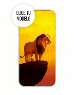 Funda Gel Silicona Animales - Leones fondo Amarillo