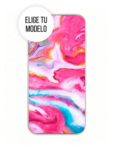 Funda Gel Silicona Para tu Móvil - Arte Abstracto Rosa y Blanco