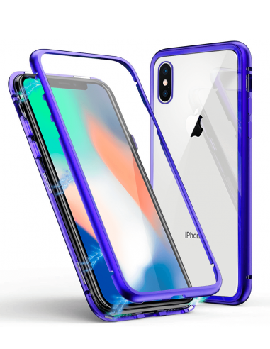 Funda Magnética con Templado Antiespia Azul para Apple iPhone XS