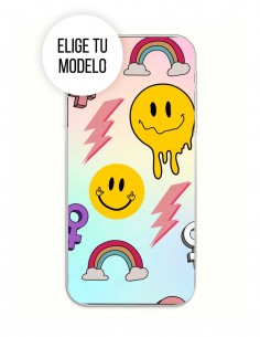 Funda Gel Silicona Patrones y Fondos - Emojis fondo Degradado