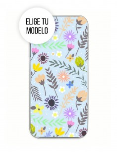 Funda Gel Silicona Patrones y Fondos - Varias Plantas fondo Azul