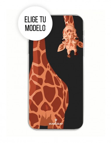 Funda Gel Silicona Animales - Jirafa fondo Gris