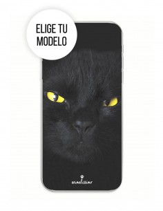 Funda Gel Silicona Animales - Gato Negro Ojos Amarillos