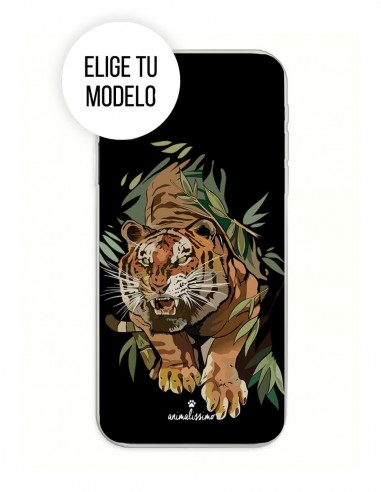 Funda Gel Silicona Animales - Tigre Selva fondo Negro