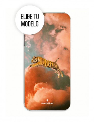 Funda Gel Silicona Animales - Tigre / Naranja en Nubes