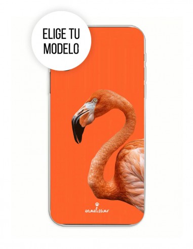 Funda Gel Silicona Animales - Flamenco fondo Naranja