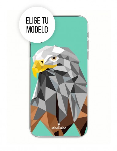 Funda Gel Silicona Animales - Aguila Poligonos fondo Turquesa