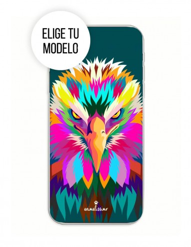 Funda Gel Silicona Animales - Aguila Multicolor fondo Verde