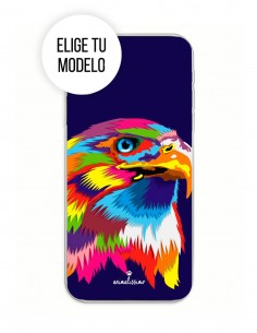 Funda Gel Silicona Animales - Aguila Dibujo Multicolor fondo Azul